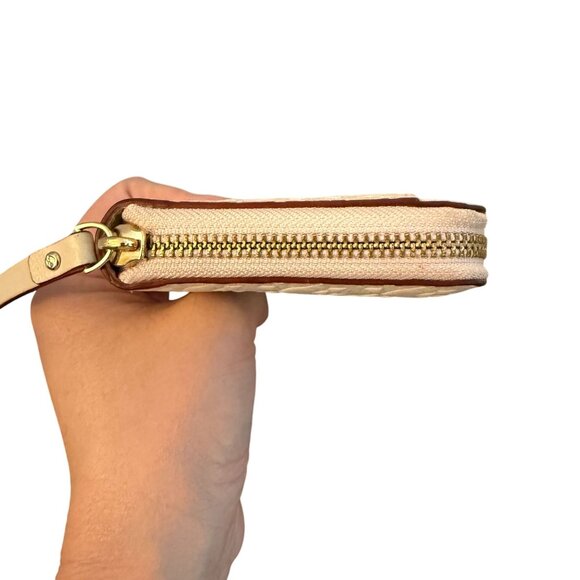 Kate Spade Penn Place Embossed Neda Leather Zip Around Wallet Cream Money Holder - Picture 5 of 13